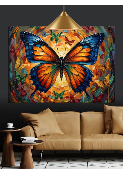 Parlak Turuncu Kelebek Kanatları Detayı Dekoratif Kanvas - Mdf Ahşap Tablo fiyatları