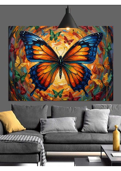 Parlak Turuncu Kelebek Kanatları Detayı Dekoratif Kanvas - Mdf Ahşap Tablo modelleri