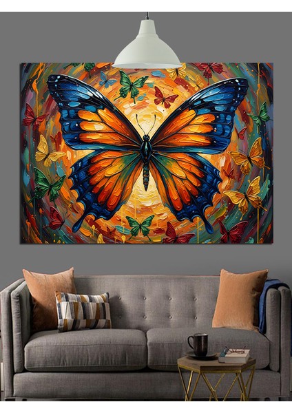 Parlak Turuncu Kelebek Kanatları Detayı Dekoratif Kanvas - Mdf Ahşap Tablo fırsatları