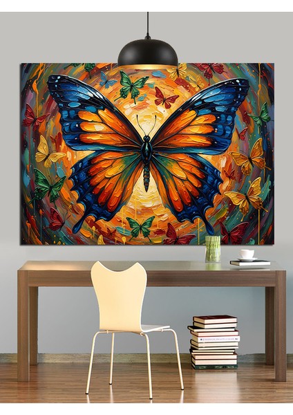 Parlak Turuncu Kelebek Kanatları Detayı Dekoratif Kanvas - Mdf Ahşap Tablo indirimleri