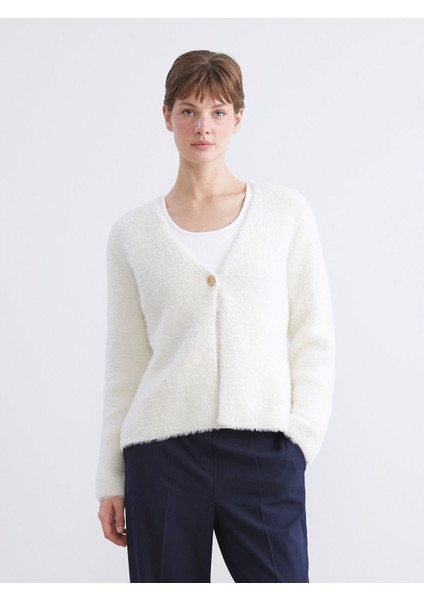 Yeni Sezon V Yaka Kadın Pelüş Triko Hırka