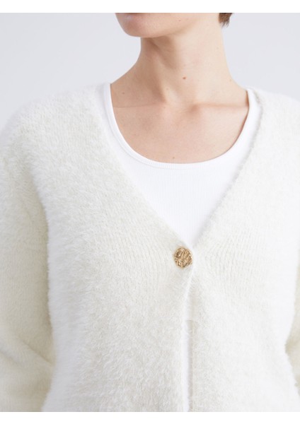 Yeni Sezon V Yaka Kadın Pelüş Triko Hırka modelleri