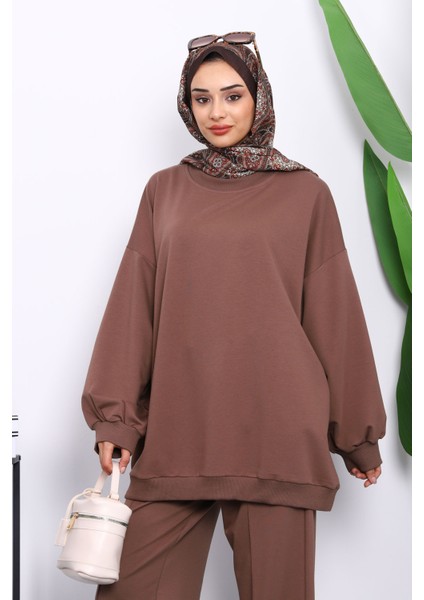 Koyuv Vizon Iki Iplik Oversize Pantolonlu Takım modelleri