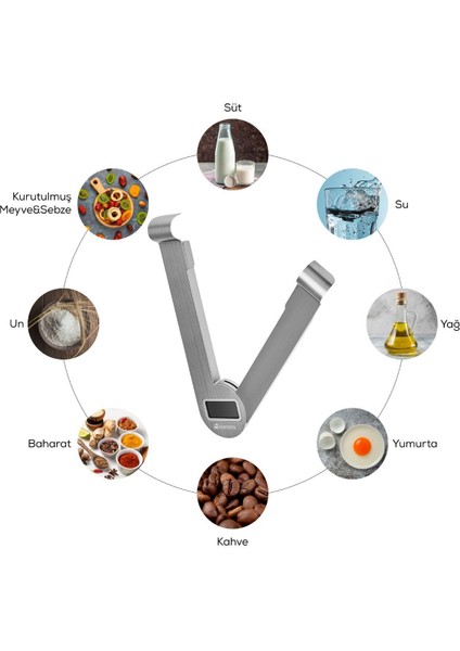 Paslanmaz Çelik Dijital Mutfak Tartısı, 5 kg Kapasite, Ekranlı, Kolay Kullanım