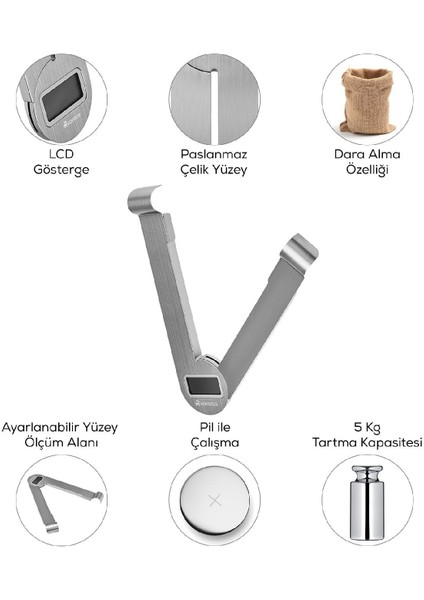 Paslanmaz Çelik Dijital Mutfak Tartısı, 5 kg Kapasite, Ekranlı, Kolay Kullanım fiyatları