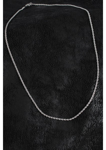 316L Çelik Halat Zincir Model Gümüş Renk Erkek Kolye