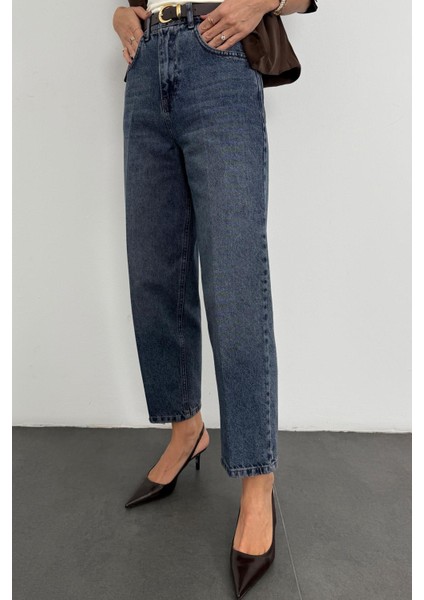 Yıkamalı Mavi Yüksek Bel Baggy Jean RM3004 fiyatları