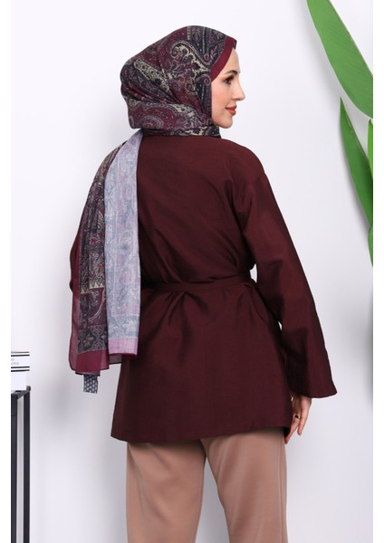 Mürdüm Çıtçıt Düğmeli Fermuarlu Tunik modelleri