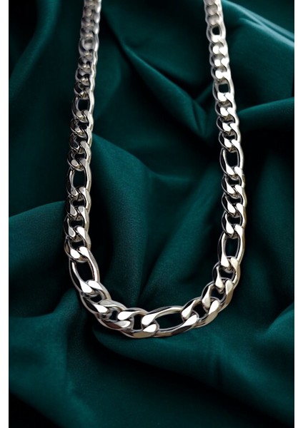 Gümüş Kaplama 316 L Paslanmaz Çelik Figaro 3+1 Zincir Kolye 5 Mm. modelleri