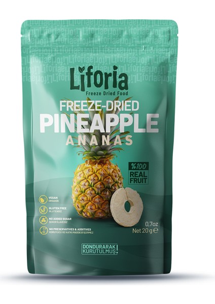 Freeze Dried Ince Dilim Ananas- Dondurularak Kurutulmuş Meyve-Freeze Dry Kuru MEYVE 20GR