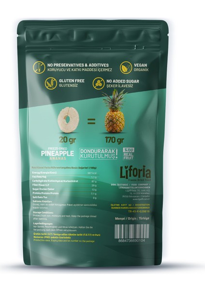 Freeze Dried Ince Dilim Ananas- Dondurularak Kurutulmuş Meyve-Freeze Dry Kuru MEYVE 20GR fiyatları