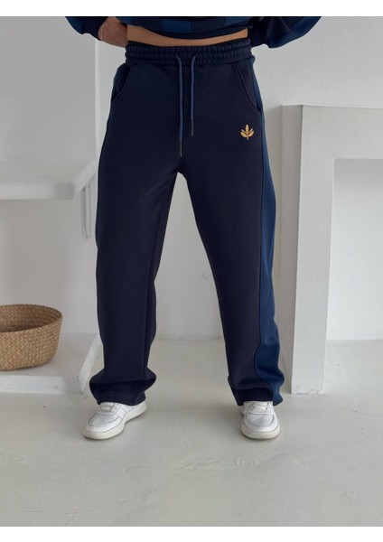 Sarı Lacivert Çizgili Eşofman Altı - Oversize %100 Kompakt Penye Eşofman Altı Kaliteli fiyatları