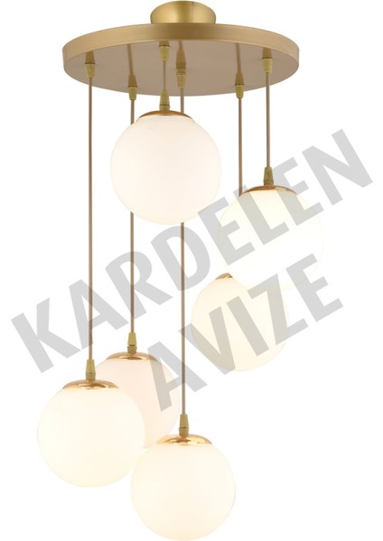 6'lı Beyaz Eskitme Sarkıt Tepsi Camlı Lüks Avize Seti fiyatları