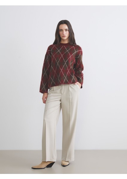 Yeni Sezon Bisiklet Yaka Baklava Desenli Kadın Triko Kazak fiyatları