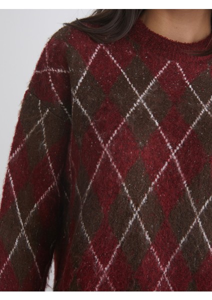 Yeni Sezon Bisiklet Yaka Baklava Desenli Kadın Triko Kazak modelleri