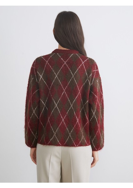 Yeni Sezon Bisiklet Yaka Baklava Desenli Kadın Triko Kazak fırsatları