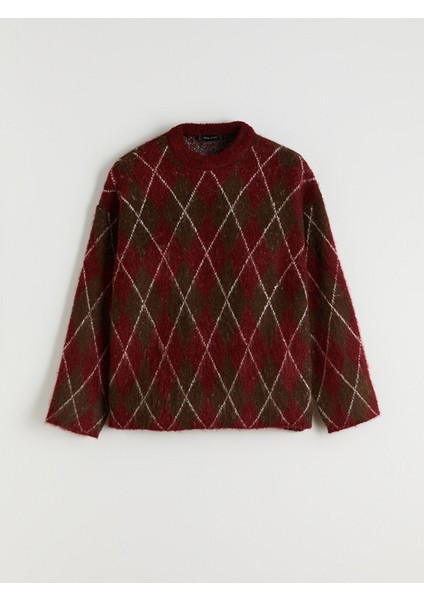 Yeni Sezon Bisiklet Yaka Baklava Desenli Kadın Triko Kazak indirimleri