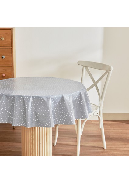 Luna Puantiyeli Pvc Masa Örtüsü Mavi