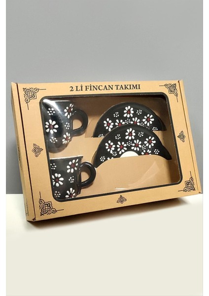Papatya Desenli Seramik Ikili Fincan Takımı