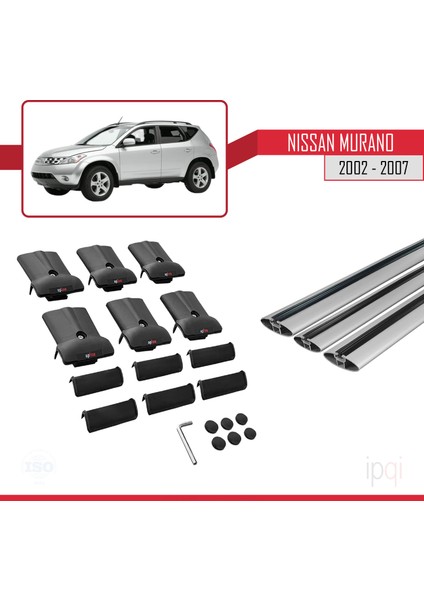 Nissan Murano 2002-2007 Arası ile Uyumlu Fly Model Ara Atkı Tavan Barı Gri 3 Adet indirimleri