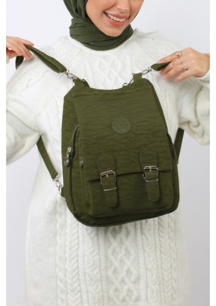 Vizon Kadın Krinkıl Kumaş Okul El ve Sırt Çantası