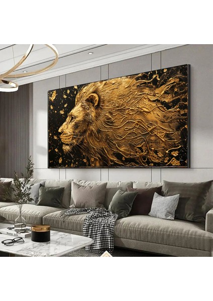 Yorgun Aslan Kanvas (Led) Işıklı Tablo
