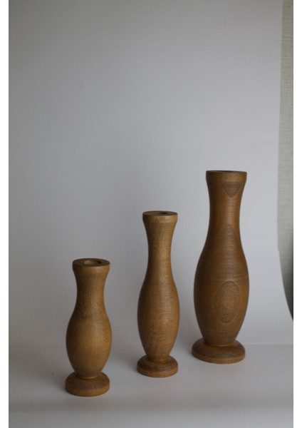 Dekoratif Ahşap Vazo Seti - 3'lü - Masif Gürgen - Ceviz & Iroko Renk Seçenekli fiyatları