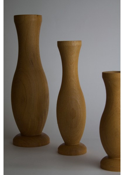 Dekoratif Ahşap Vazo Seti - 3'lü - Masif Gürgen - Ceviz & Iroko Renk Seçenekli fırsatları