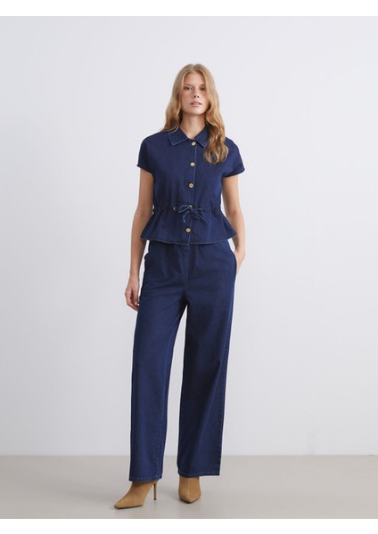 Yeni Sezon Beli Bağlamalı Kadın Jean Gömlek fiyatları