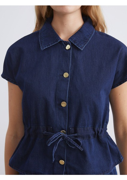 Yeni Sezon Beli Bağlamalı Kadın Jean Gömlek modelleri