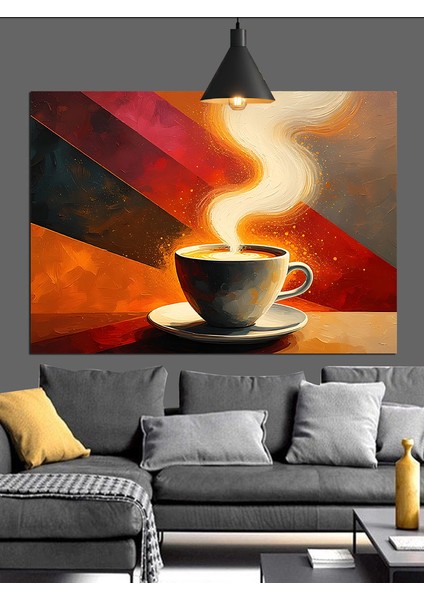 Kahve Kupasından Yükselen Yoğun Duman Dekoratif Kanvas - Mdf Ahşap Tablo fiyatları