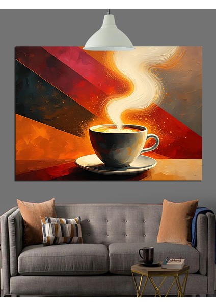 Kahve Kupasından Yükselen Yoğun Duman Dekoratif Kanvas - Mdf Ahşap Tablo modelleri