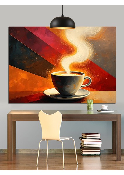 Kahve Kupasından Yükselen Yoğun Duman Dekoratif Kanvas - Mdf Ahşap Tablo fırsatları