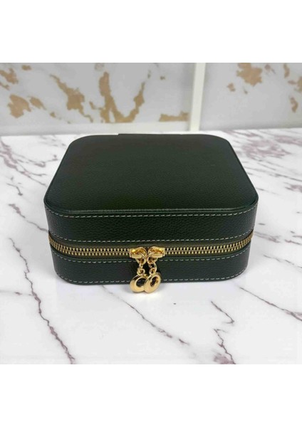 Orta Boy ( 15×15) Düzenleyici Takı Saklama Kutusu Seyehat Mücevher Çantasi Deri Ahşap Kasa