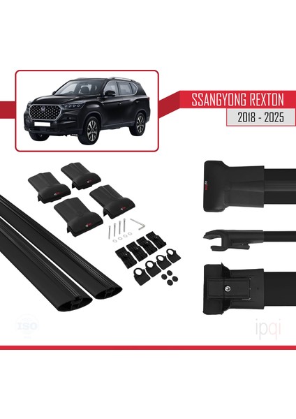 Ssangyong Rexton 2018-2025 Arası ile Uyumlu Fly Model Ara Atkı Tavan Barı Siyah 2 Adet indirimleri