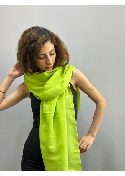 Tasarım F Desenli Kadın Şal Eşarp Fular 180X75 cm