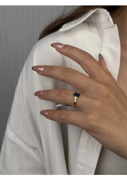 14 Ayar Altın Mavi Taşlı Yüzük 969 modelleri