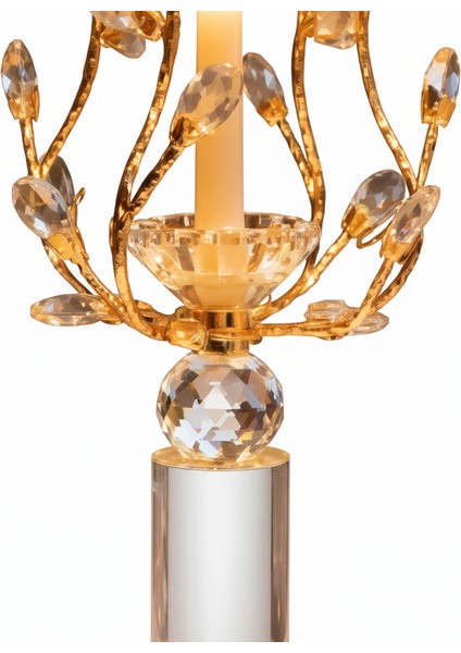 Kristal Taşlı Gold Şamdan 3’lü Set fırsatları