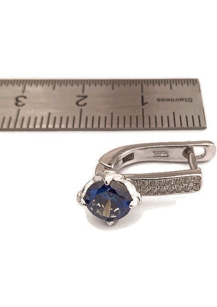 Kadın 925 Ayar Gümüş Lacivert Tek Taşlı Takı Seti fırsatları