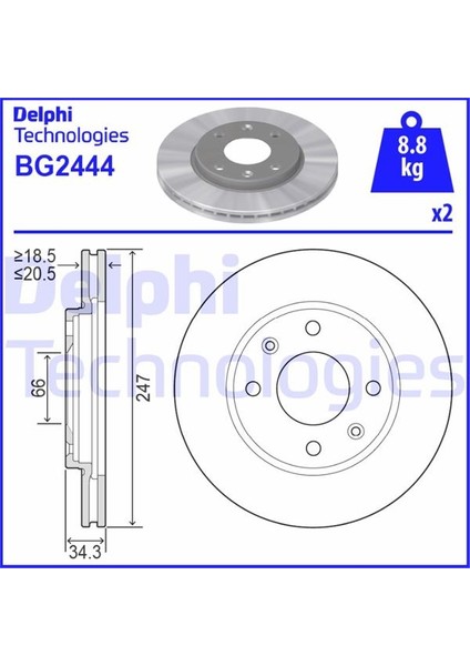 Ön Fren Aynası P106 I-Iı 91-02 206 98 306 93-01 Saxo 96-03 Xsara 97-00 247.5X20.4X4DLXHAVALI