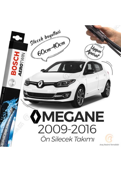 Bosch Aerotwin Muz Silecek Takımı Renault Megane 3 2009-2016 ile Uyumlu