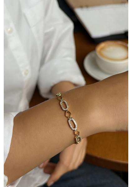 Gleam Link Bracelet Kuyumcu Işçiliği 14K Altın Kaplama Premium Seri Kadın Çelik Bileklik fiyatları