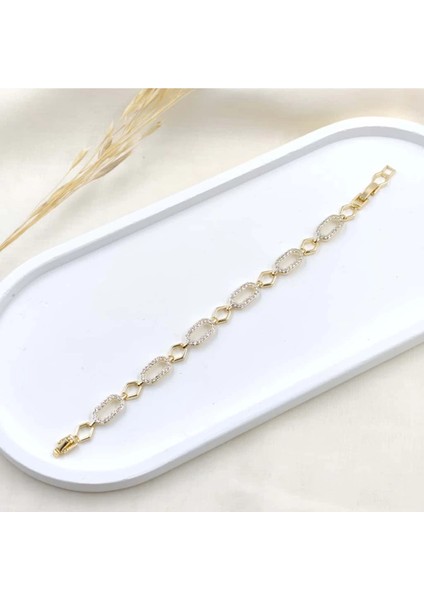 Gleam Link Bracelet Kuyumcu Işçiliği 14K Altın Kaplama Premium Seri Kadın Çelik Bileklik modelleri