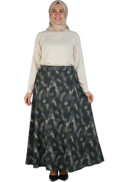 Kadın Anne Çan Etek Soft Dokulu Iç Göstermez Zahmetsiz Desenli Dökümlü Tam Kalıp