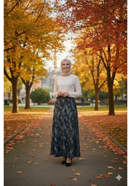 Kadın Anne Çan Etek Soft Dokulu Iç Göstermez Zahmetsiz Desenli Dökümlü Tam Kalıp indirimleri