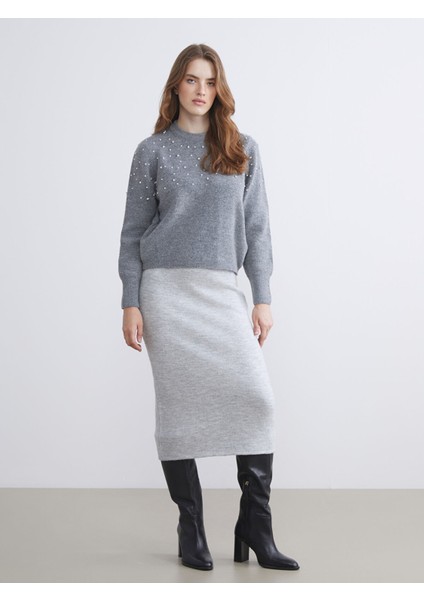 Yeni Sezon Bisiklet Yaka Taşlı Kadın Triko Kazak fiyatları