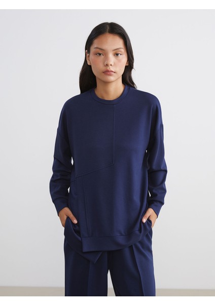 Yeni Sezon Bisiklet Yaka Kadın Sweatshirt