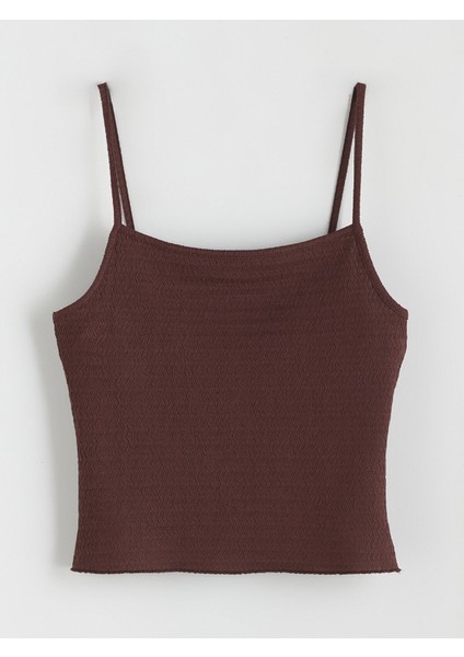 Yeni Sezon Kare Yaka Dokulu Askılı Kadın Atlet