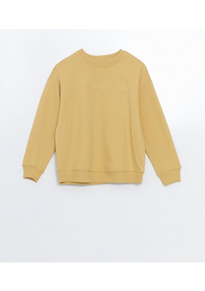 Yeni Sezon Bisiklet Yaka Nakışlı Kadın Sweatshirt indirimleri
