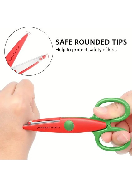 6'lı Dekoratif Makas Seti, Metal Dişli Bıçaklar - El Işleri, Ofis & Okul Için Mükemmel